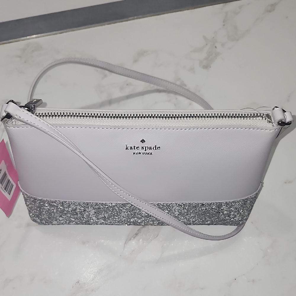 ☆Sale☆ Kate Spade New York Flash Glitter Crossbody Grey/ Silver - Picture 2 of 11